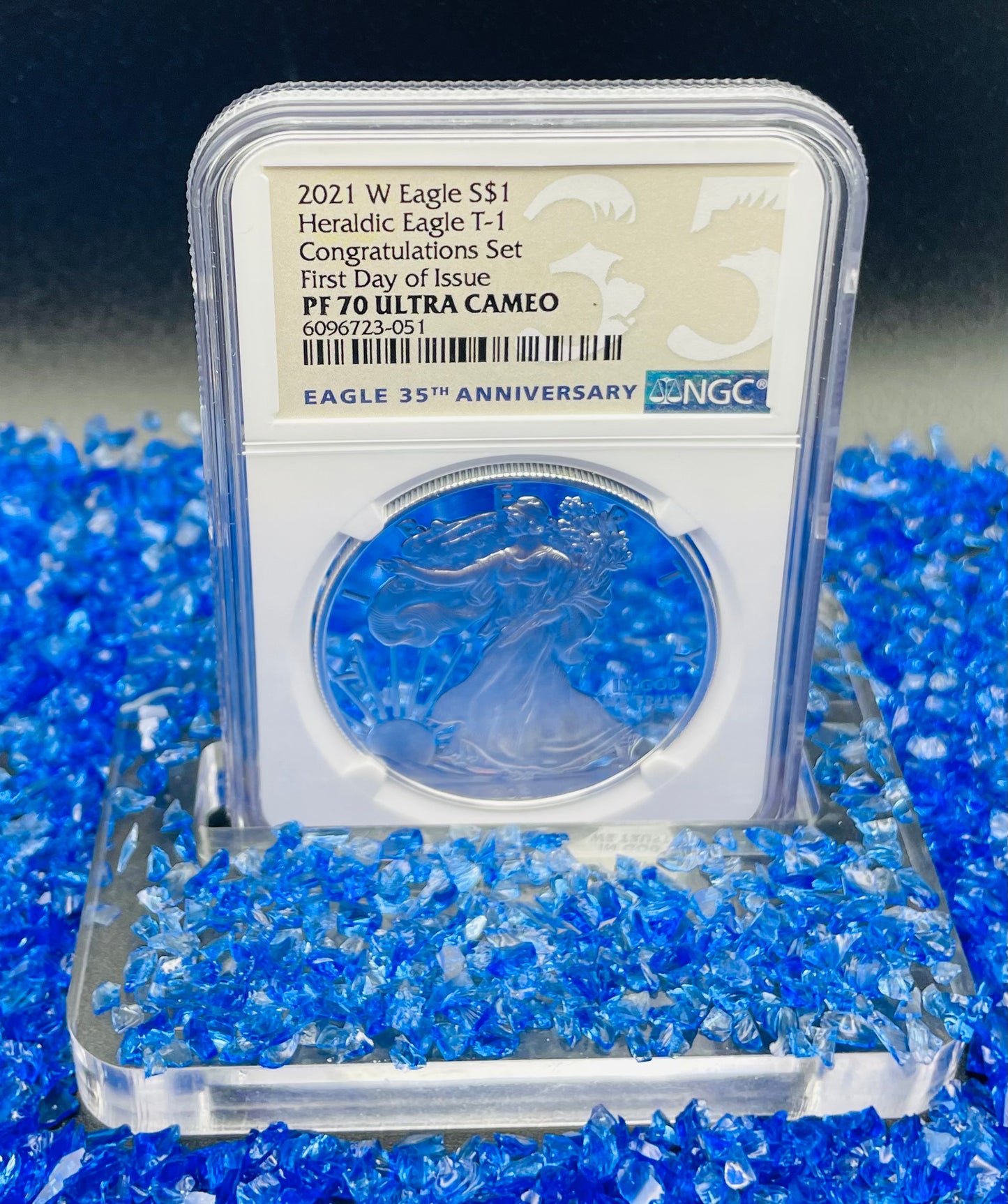 Proof 2021 Type 1 (W) $1 American Silver Eagle NGC PF70 First Day of Issue Congratulations Set 35th Anniversary (1 of 3,141)