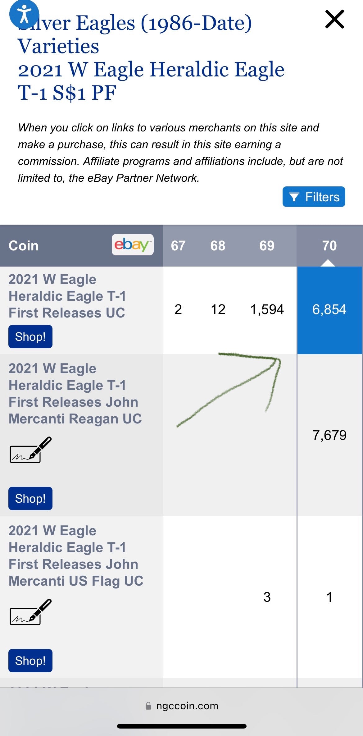 Proof 2021 (W) $1 American Silver Eagle NGC PF70 Type 1 First Releases Heraldic Eagle Label Black Core (1 of 6,854)