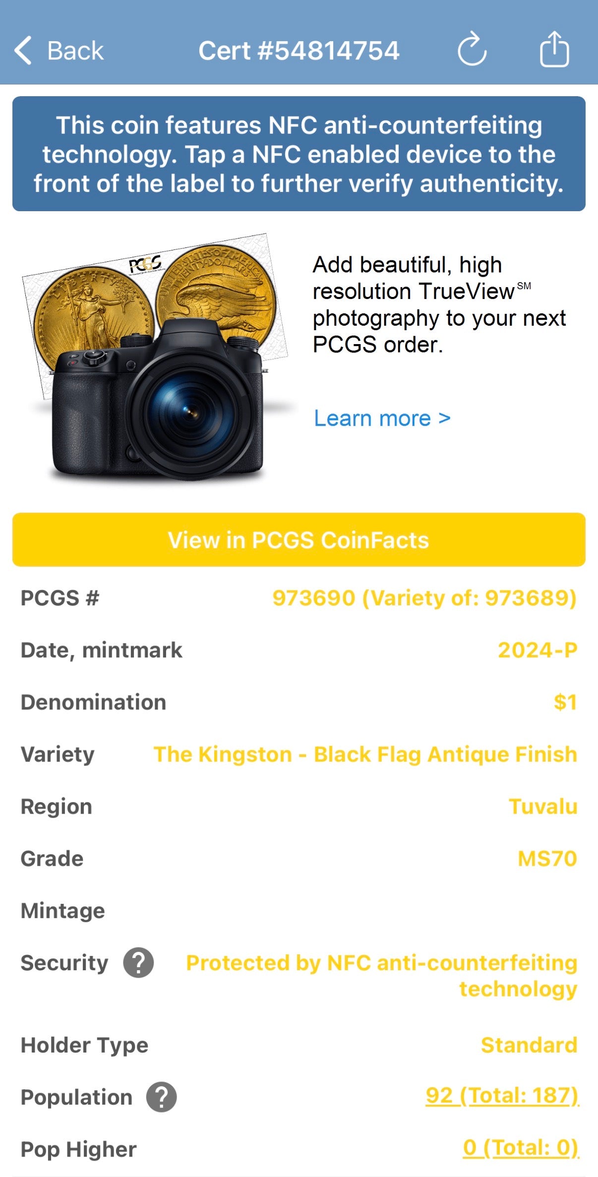 2024-P 1 oz Tuvaluan Silver Dollar $1 PCGS MS70 Pirate Ship - The Kingston Black Flag Antique Finish (1 of 92) Mint!