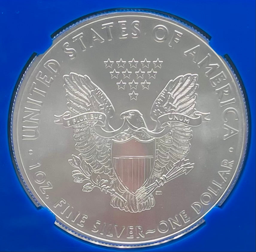 2016 (W) $1 American Silver Eagle NGC MS70 First Day of Issue Blue Core (Rare 1 of 3,054)