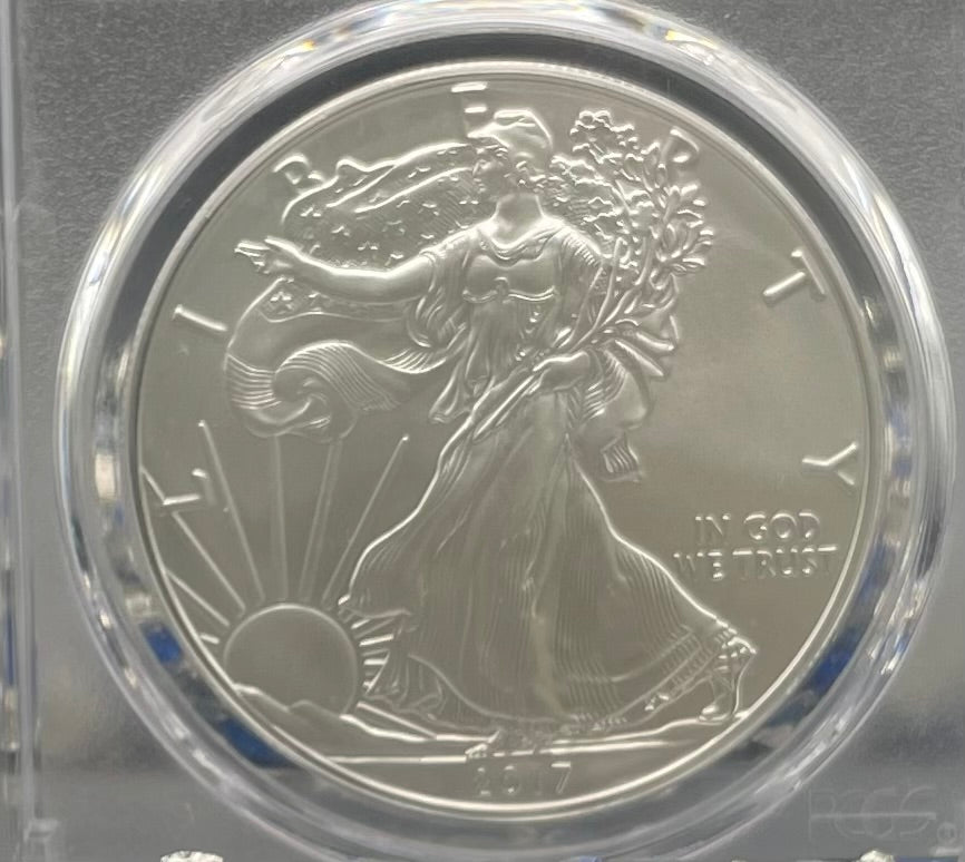 Burnished 2017 (W) $1 American Silver Eagle PCGS SP70 Blue West Point Label Mint Condition (1 of 18,796)