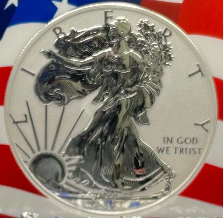 Reverse Proof 2021 Type 1 and Type 2 (2 Coin Set) $1 American Silver Eagle NGC PF69 Heraldic Eagle Label Flag Holder Mint Condition