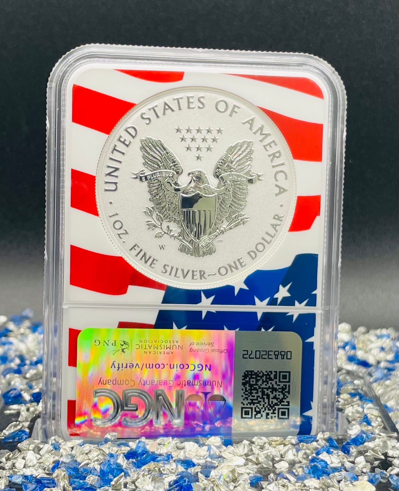 Reverse Proof 2021 Type 1 and Type 2 (2 Coin Set) $1 American Silver Eagle NGC PF69 Heraldic Eagle Label Flag Holder Mint Condition