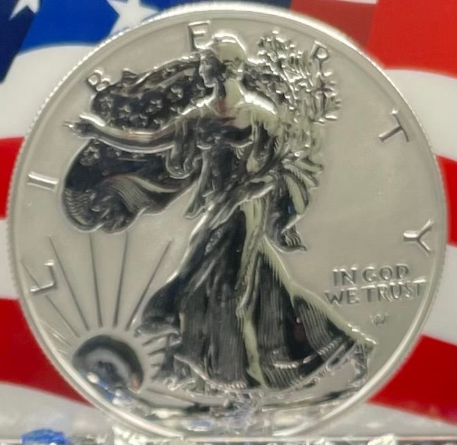 Reverse Proof 2021 Type 1 and Type 2 (2 Coin Set) $1 American Silver Eagle NGC PF69 Heraldic Eagle Label Flag Holder Mint Condition