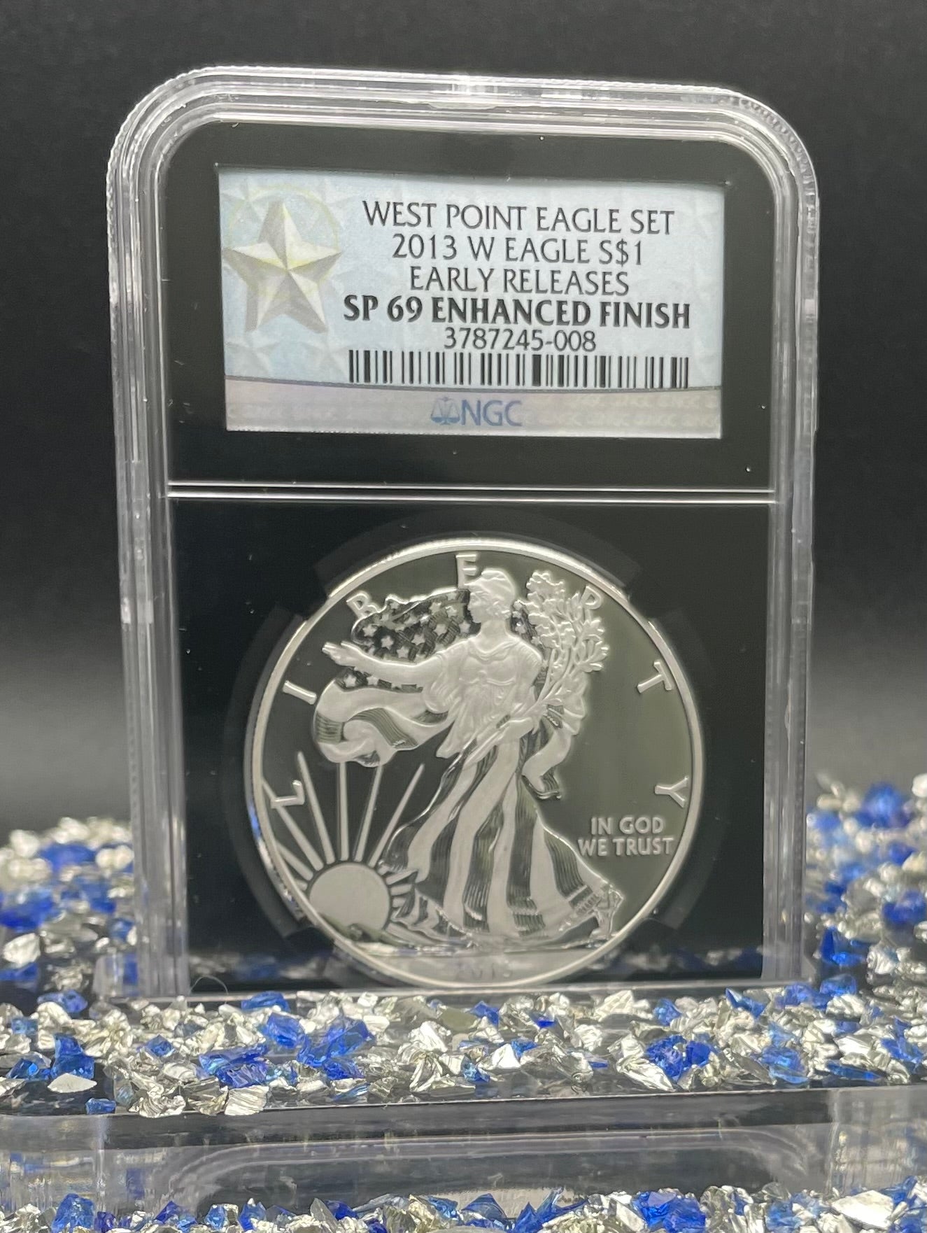 Reverse Proof & Enhanced Finish (2 Coin Set) 2013 (W) $1 American Silver Eagle NGC PF69 Black Core Holder West Point Silver Star Label