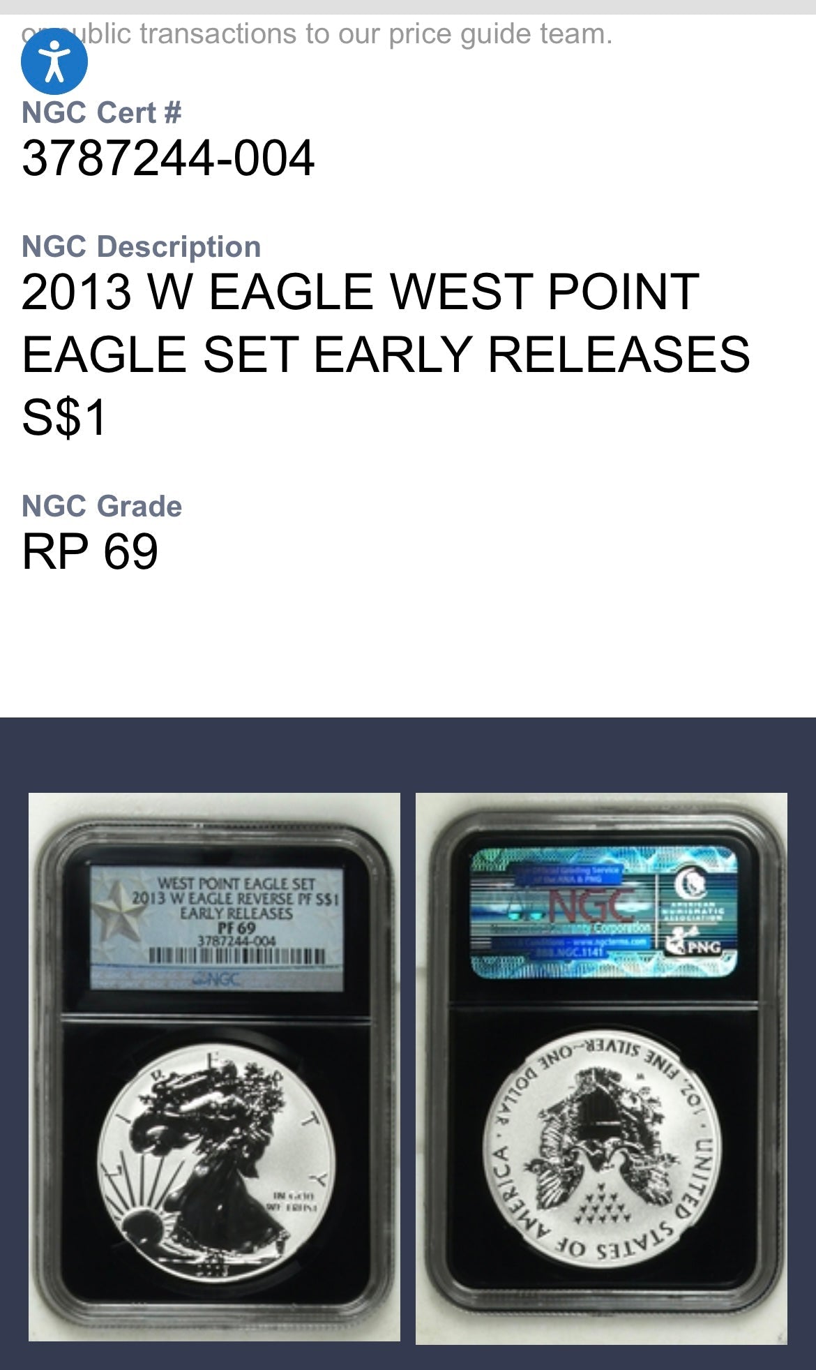 Reverse Proof & Enhanced Finish (2 Coin Set) 2013 (W) $1 American Silver Eagle NGC PF69 Black Core Holder West Point Silver Star Label