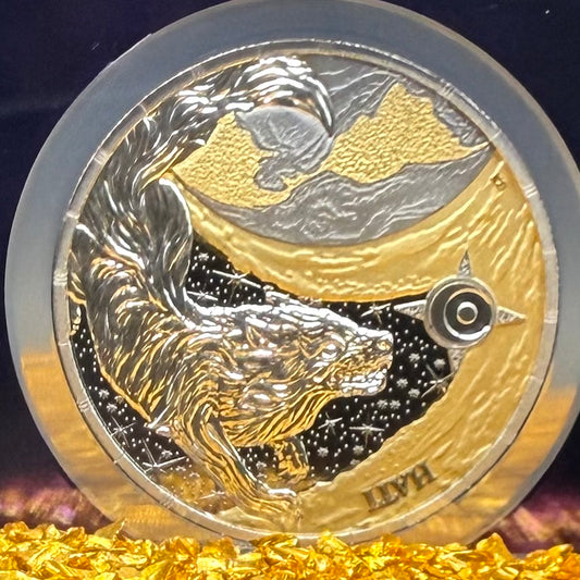 2024 1 oz .9999 Silver Private Issue NGS MS70 Ragnarok Hati 24K Gold Gilt Finish Trader Bea Purple Holder Mint