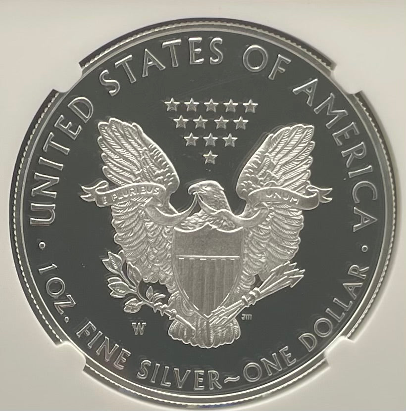 Proof 2019 (W) $1 American Silver Eagle NGC PF70 American Flag Label #487 (Rare Label)