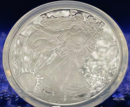 Proof 2007 (W) $1 American Silver Eagle NGC PF70 Trader Bea Private Issue Purple Foil Holder Rare