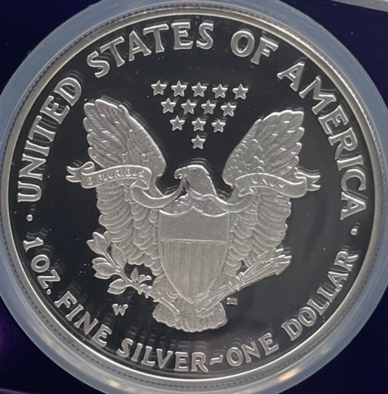 Proof 2007 (W) $1 American Silver Eagle NGC PF70 Trader Bea Private Issue Purple Foil Holder Rare