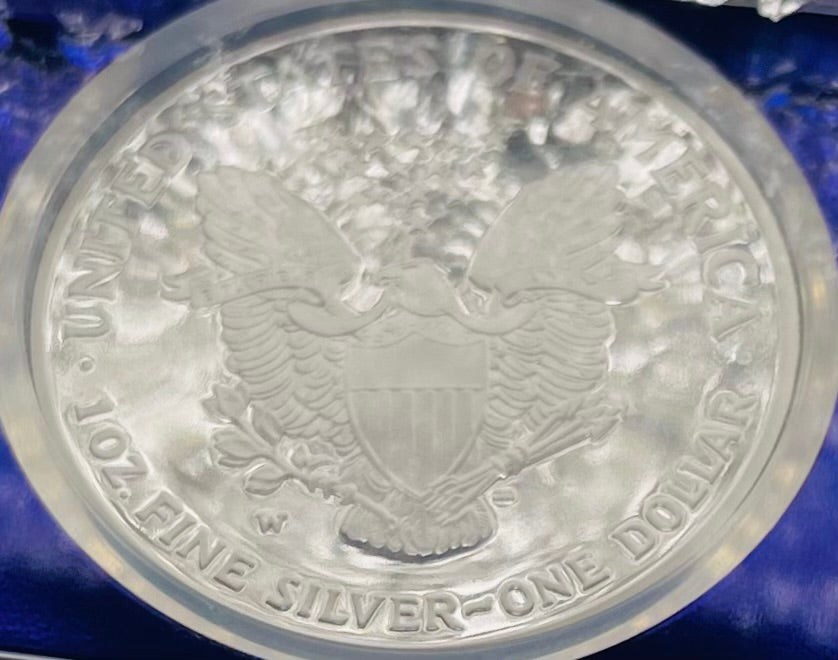 Proof 2007 (W) $1 American Silver Eagle NGC PF70 Trader Bea Private Issue Purple Foil Holder Rare