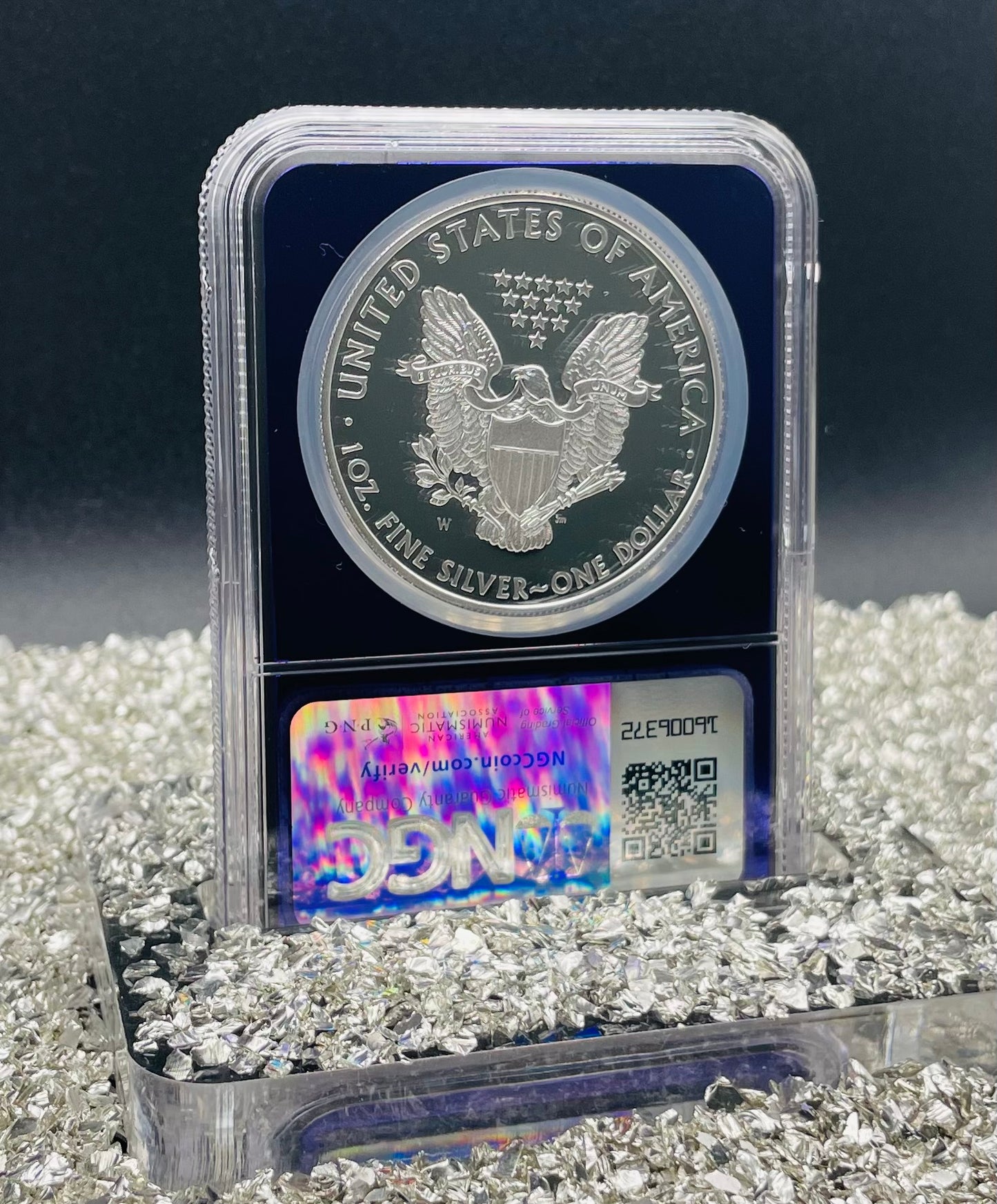 Proof 2011 (W) $1 American Silver Eagle NGC PF69 25th Anniversary Label Trader Bea Private Issue Purple Foil Holder Rare