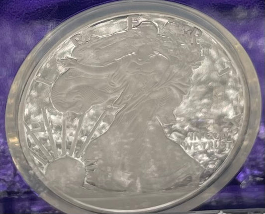 Proof 2008 (W) $1 American Silver Eagle NGC PF70 Trader Bea Private Issue Purple Foil Holder Rare