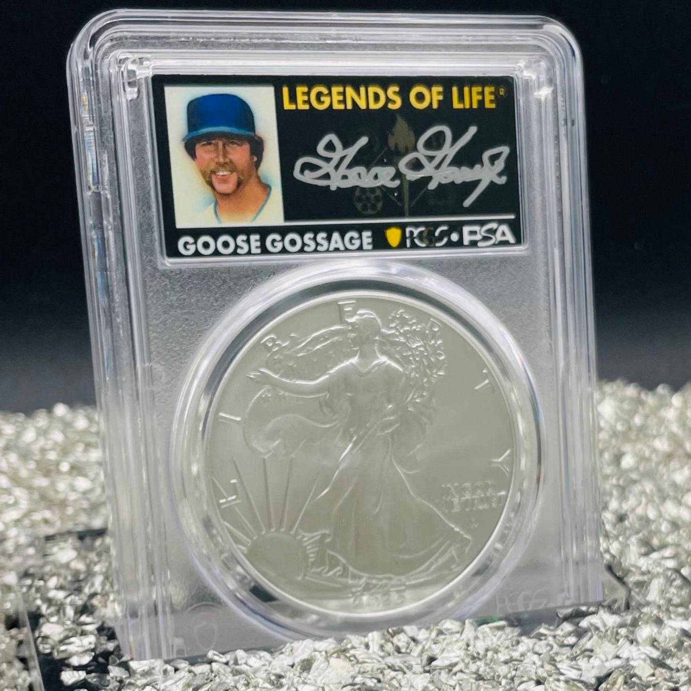 2025 $1 American Silver Eagle PCGS MS70 FDOI Legends of Life MLB Hall of Fame Goose Gossage Signed Label Mint Condition (Rare 1 of 10)