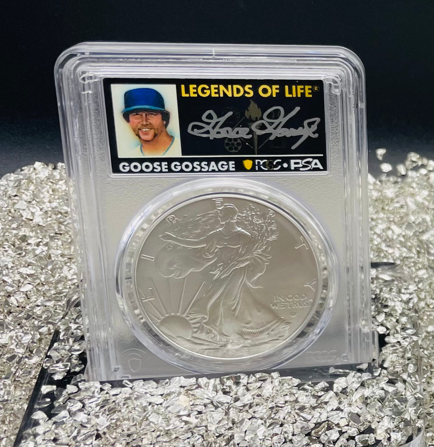 2025 $1 American Silver Eagle PCGS MS70 FDOI Legends of Life MLB Hall of Fame Goose Gossage Signed Label Mint Condition (Rare 1 of 10)