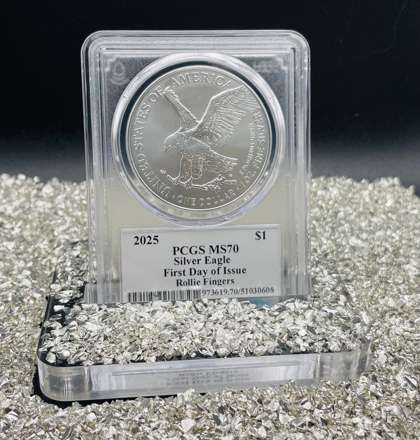 2025 $1 American Silver Eagle PCGS MS70 FDOI Legends of Life MLB Hall of Fame Rollie Fingers Signed Label Limited Edition (Rare 1 of 10)