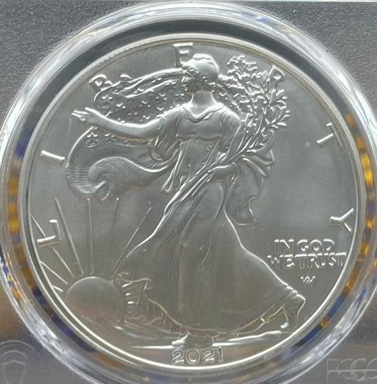 2021 $1 American Silver Eagle PCGS MS70 First Production T-2 Legends of Life MLB Hall of Fame Edgar Martinez Signed Label (1 of 207)