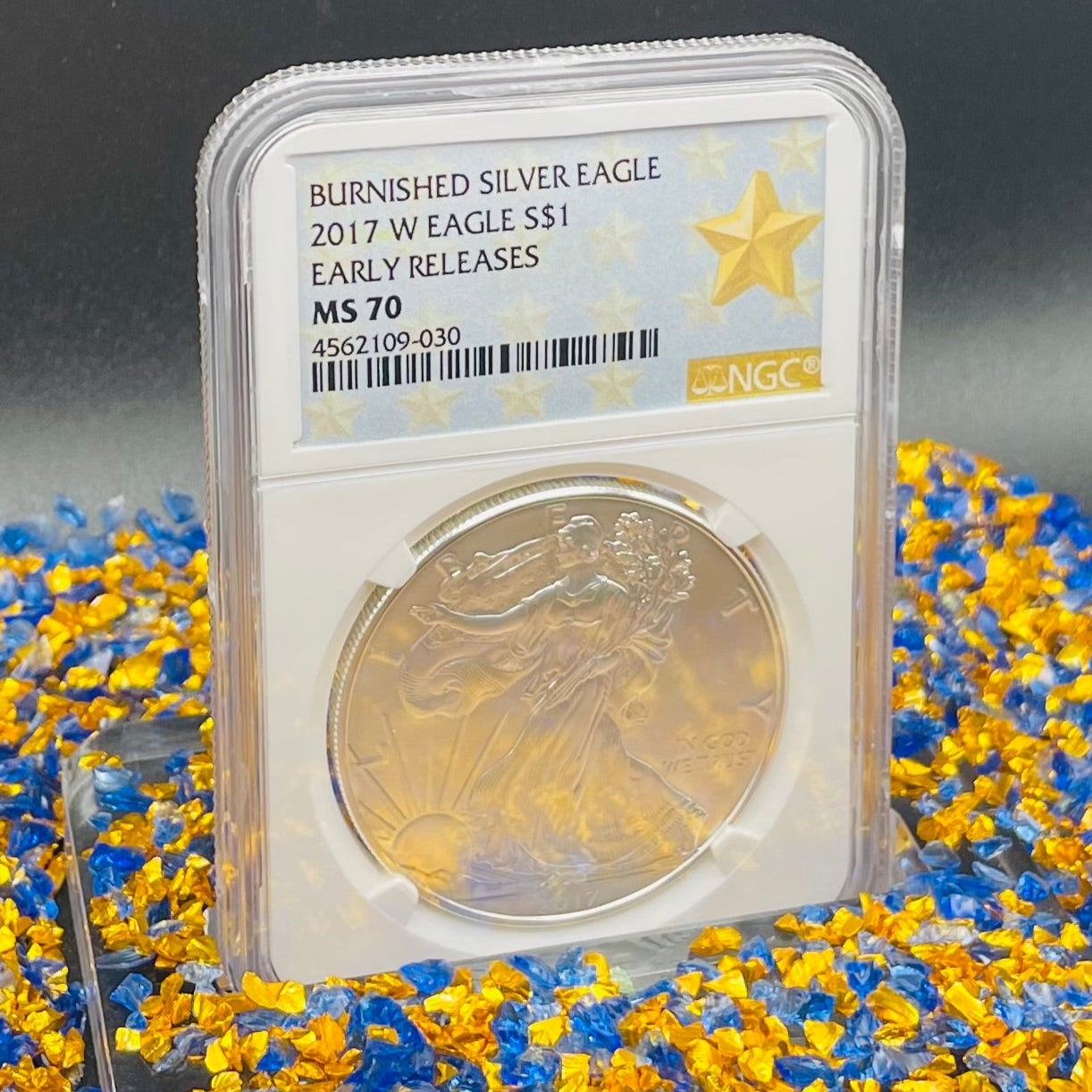 Burnished 2017 (W) $1 American Silver Eagle NGC MS70 Early Releases West Point Gold Star Label Mint Condition (1 of 4,466)