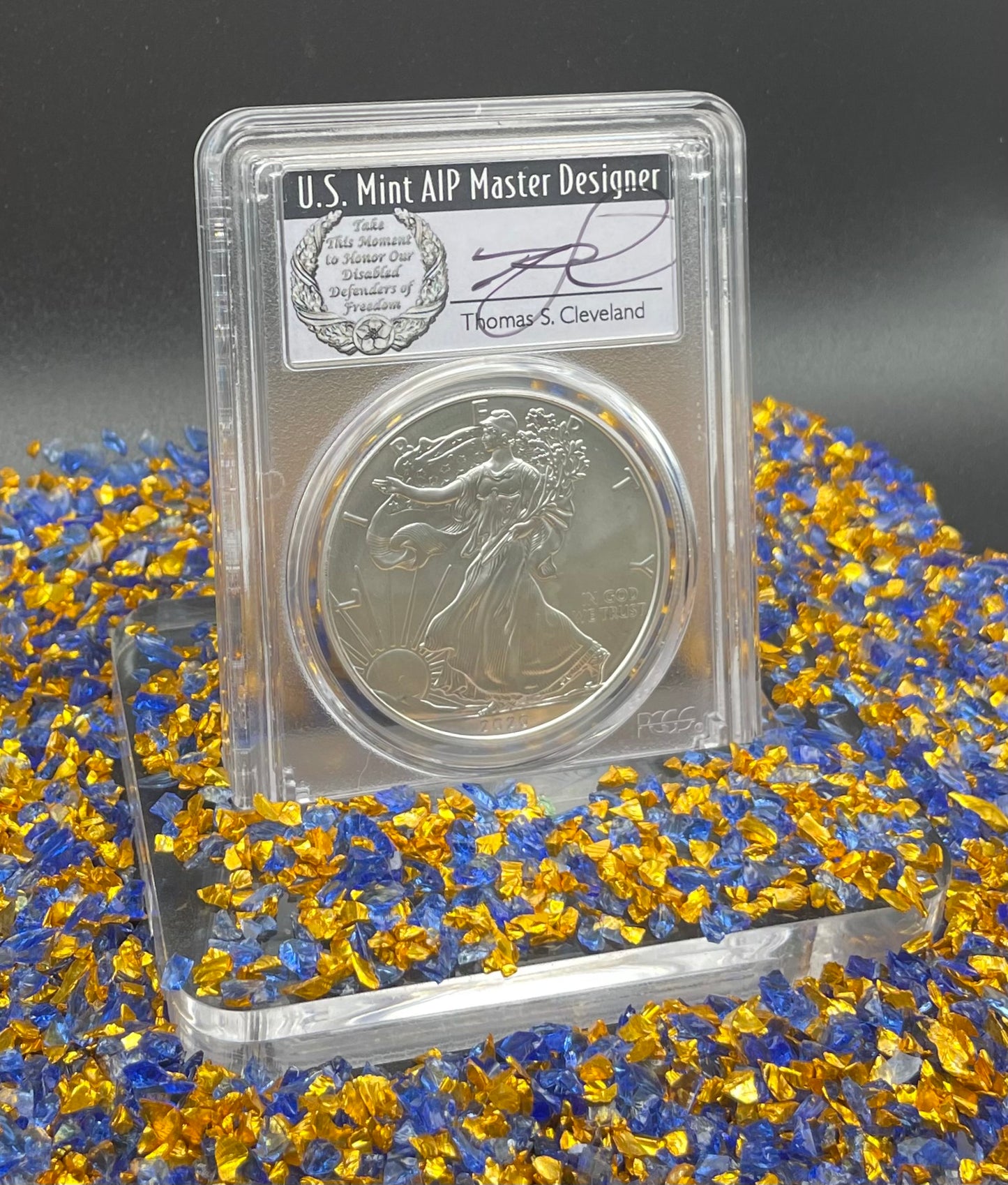 2020 $1 American Silver Eagle PCGS MS70 FDOI Master Designer Thomas Cleveland Signed Label Mint Condition(1 of 225)