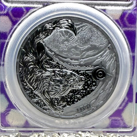 2024 1 oz .9999 Silver Private Issue PCGS MS70 Ragnarok Hati Proof-like Finish Trader Bea Purple Holder Mint (Rare 1 of 200)