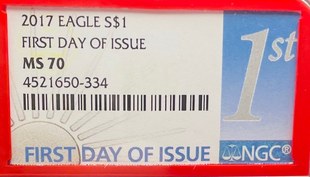 2017 $1 American Silver Eagle NGC MS70 First Day of Issue Red Core Mint Condition (1 of 40,818)