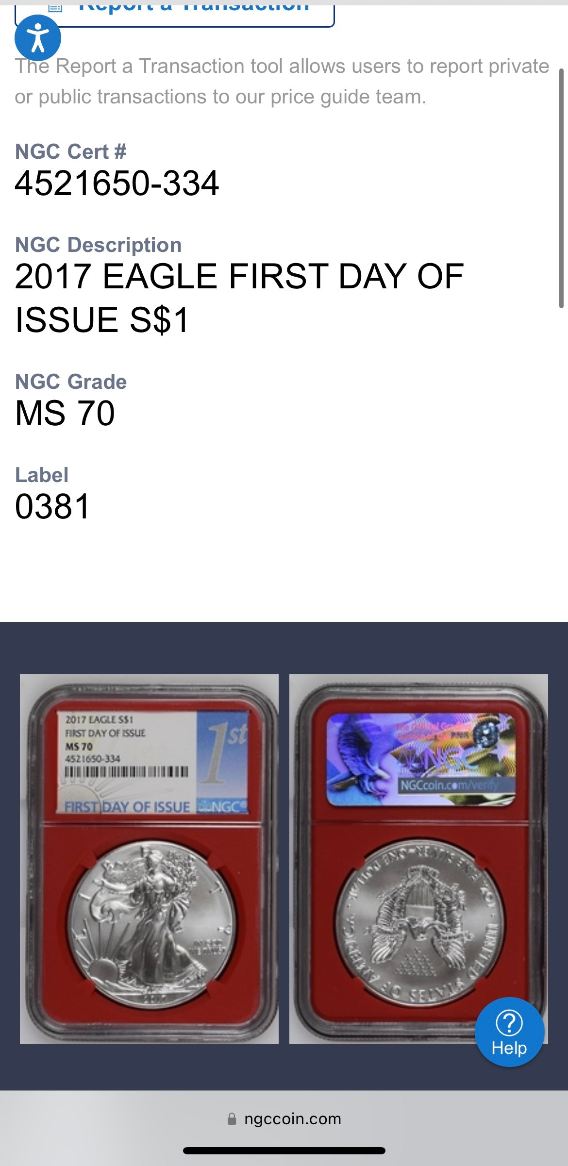 2017 $1 American Silver Eagle NGC MS70 First Day of Issue Red Core Mint Condition (1 of 40,818)