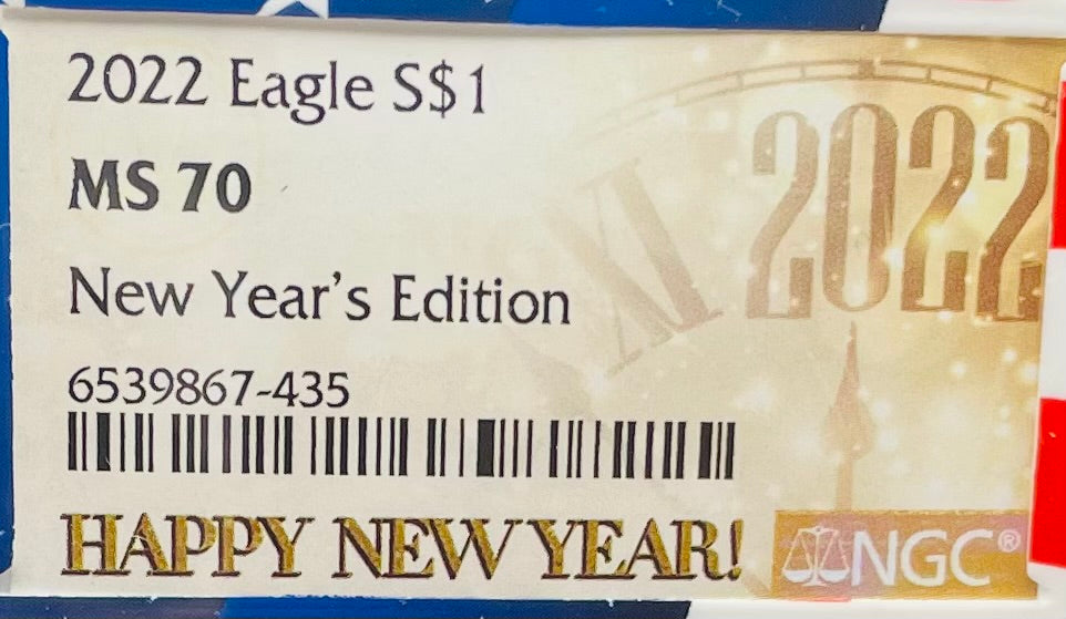 2022 $1 American Silver Eagle NGC MS70 New Years Edition Ultra Rare Holder