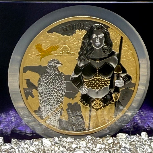 2025 1 oz .9999 Silver Private Issue NGC MS70 Valkyries - Arnhild 24K Gold Gilt Purple Holder Mint