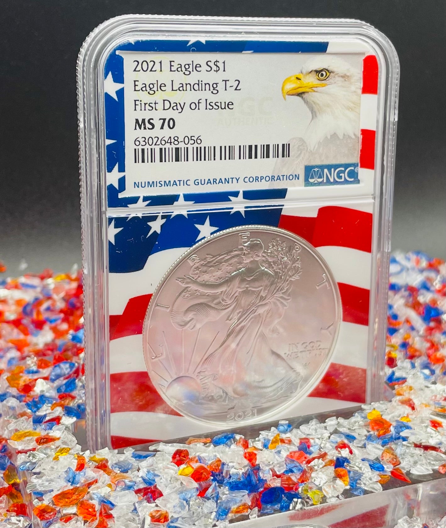 2021 $1 American Silver Eagle NGC MS70 First Day of Issue Type 2 Flag Holder Mint Condition (1 of 4,075)