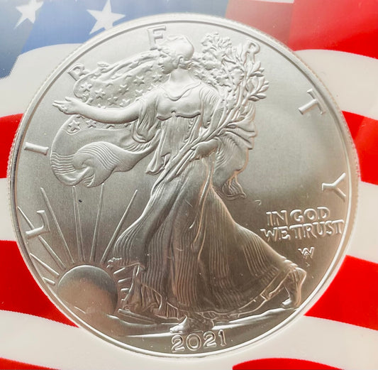 2021 $1 American Silver Eagle NGC MS70 First Day of Issue Type 2 Flag Holder Mint Condition (1 of 4,075)