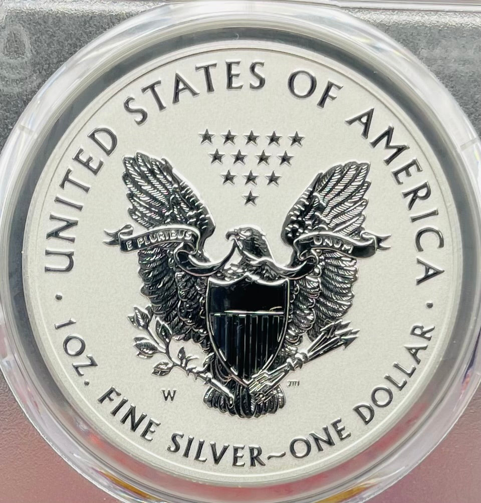 Reverse Proof 2021 Type 1 and Type 2 (2 Coin Set) $1 American Silver Eagle PCGS PF69 FDOI Designer Edition American Flag Holder Mint Condition