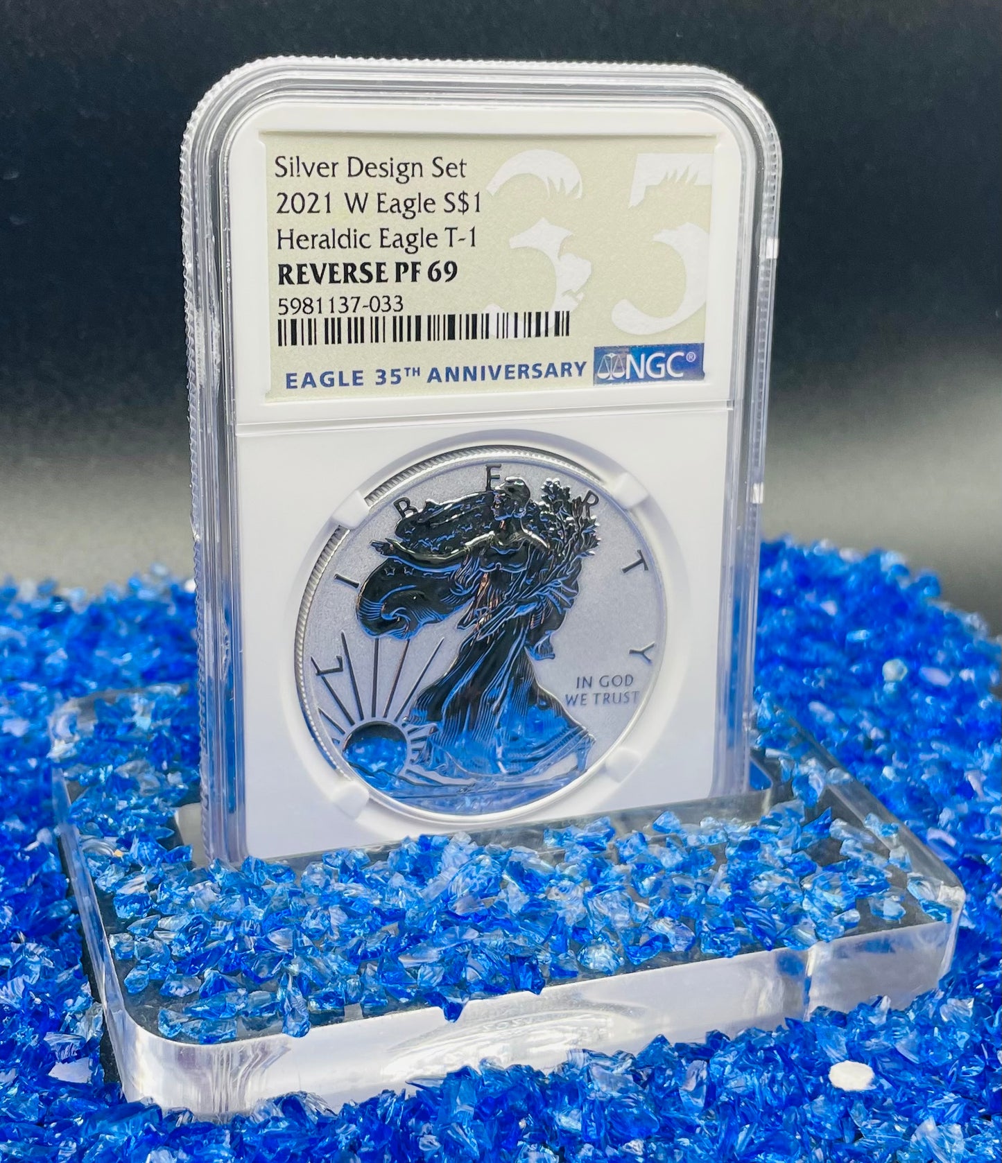 Reverse Proof 2021 (W) $1 American Silver Eagle NGC PF69 Type 1 Silver Design Set 35th Anniversary Label Mint Condition (1 of 2,477)