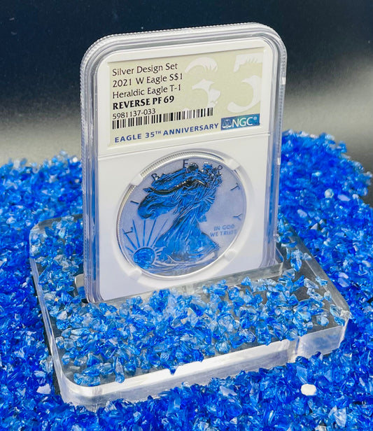 Reverse Proof 2021 (W) $1 American Silver Eagle NGC PF69 Type 1 Silver Design Set 35th Anniversary Label Mint Condition (1 of 2,477)