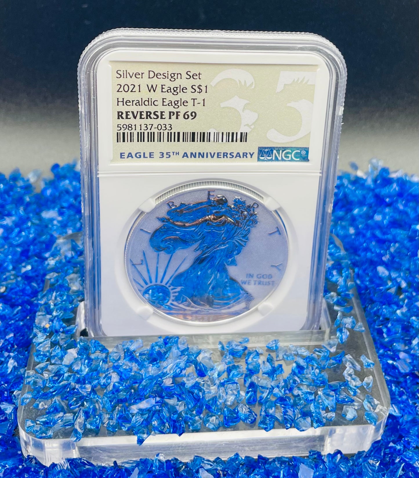 Reverse Proof 2021 (W) $1 American Silver Eagle NGC PF69 Type 1 Silver Design Set 35th Anniversary Label Mint Condition (1 of 2,477)