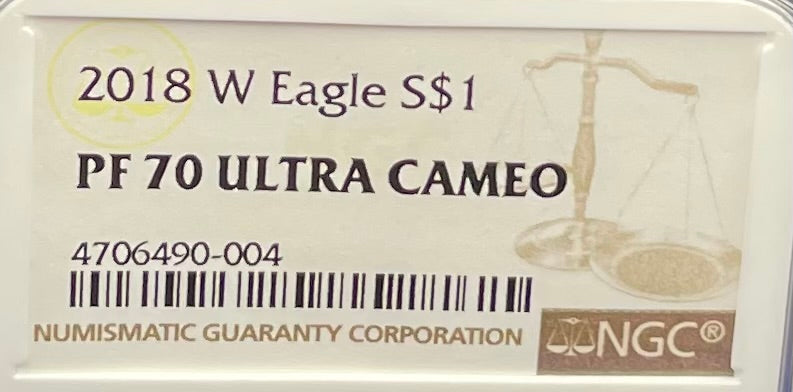 Proof 2018 (W) $1 American Silver Eagle NGC PF70 Modern Brown Label Mint Condition (1 of 5,493)