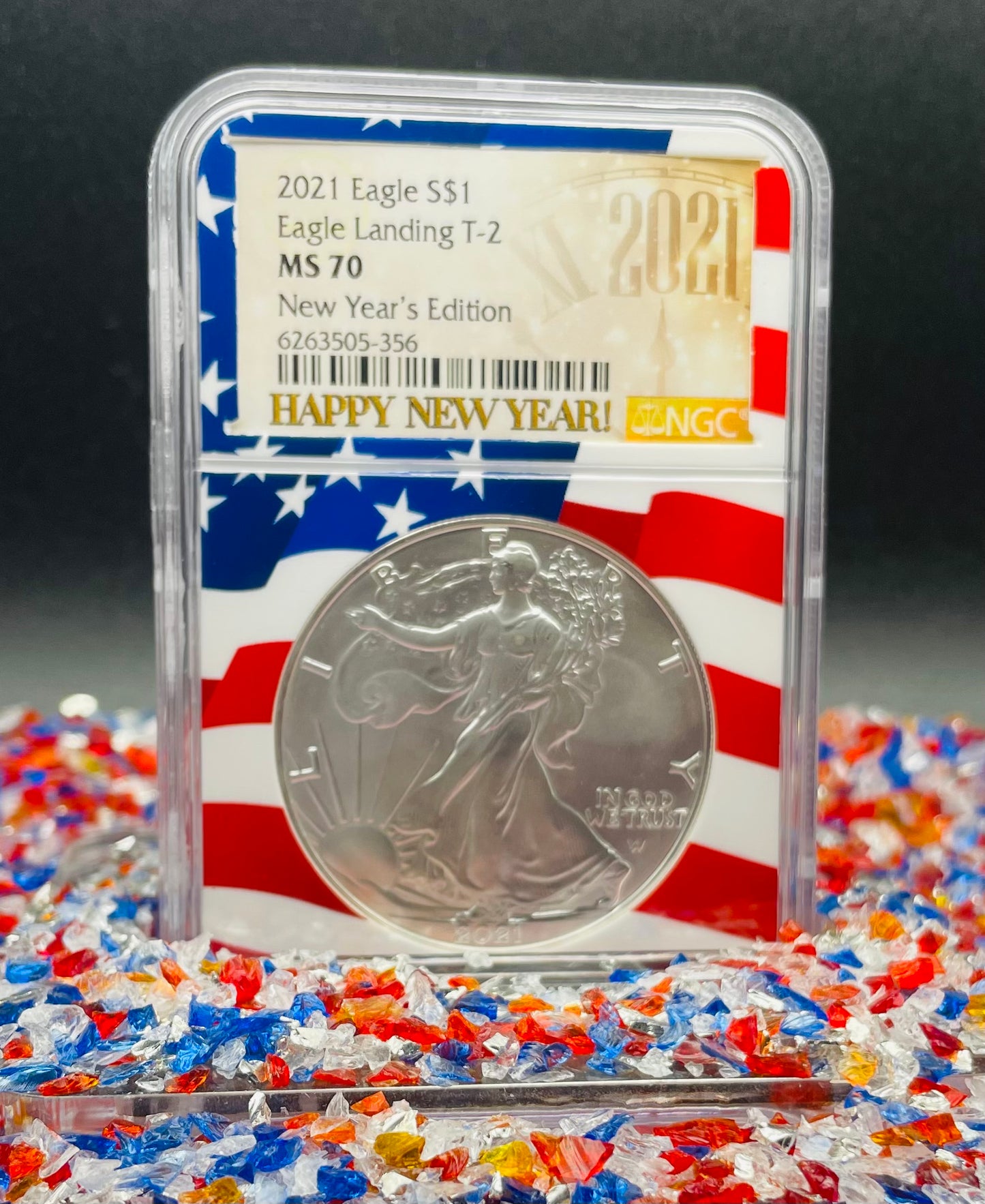 2021 $1 American Silver Eagle NGC MS70 New Years Edition Type 2 Ultra Rare Holder Limited Edition