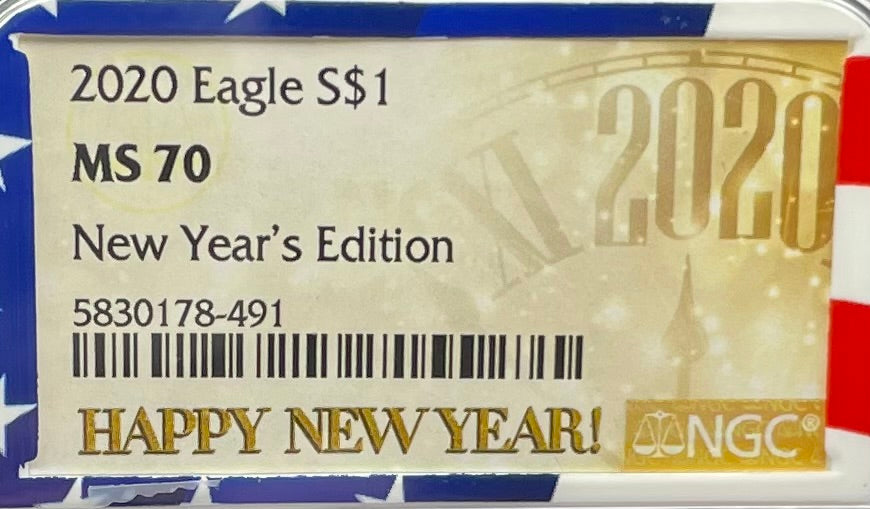 2020 $1 American Silver Eagle NGC MS70 New Years Edition Ultra Rare Holder & Label Mint Condition