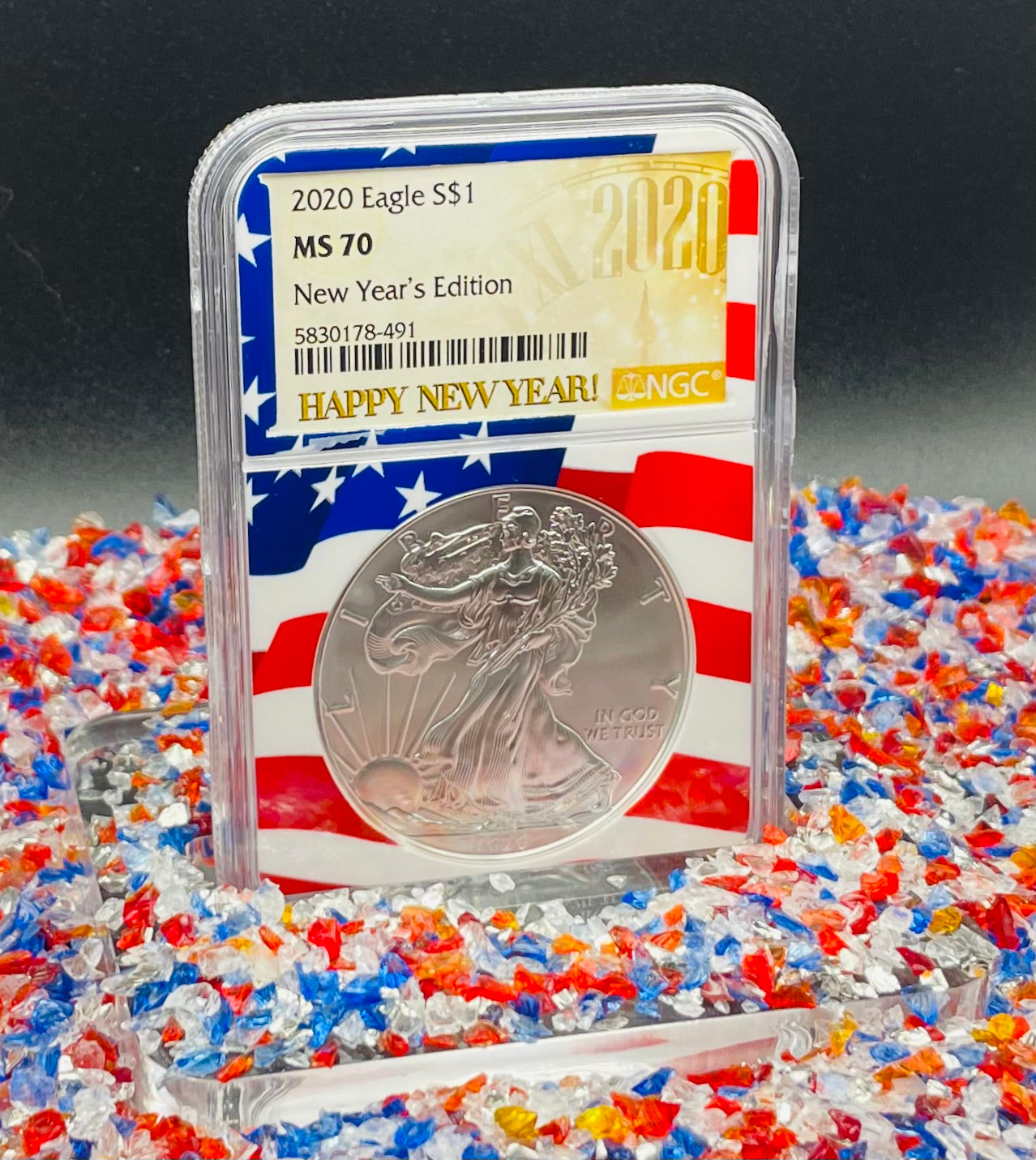 2020 $1 American Silver Eagle NGC MS70 New Years Edition Ultra Rare Holder & Label Mint Condition