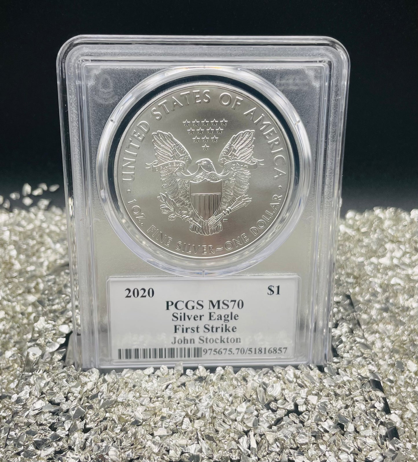 2020 $1 American Silver Eagle PCGS MS70 First Strike Legends of Life NBA Hall of Fame John Stockton Signed Label Mint Condition(1 of 10)