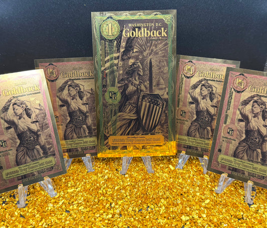 1/500 OZT 24K 1x1 WASHINGTON DC 4 x 1/4 IDAHO GOLDBACK AURUM NOTE ALPHA + SLEEVE