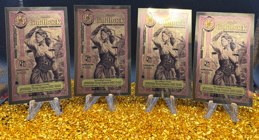 1/1000 OZT 24K GOLD 4x 1/4 IDAHO GOLDBACK AURUM NOTES ALPHA + SLEEVE