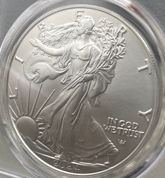 2024 $1 American Silver Eagle PCGS MS70 FDOI Legends of Life NBA Hall of Fame Giannis Antetokounmpo Signed Label (Rare 1 of 20)