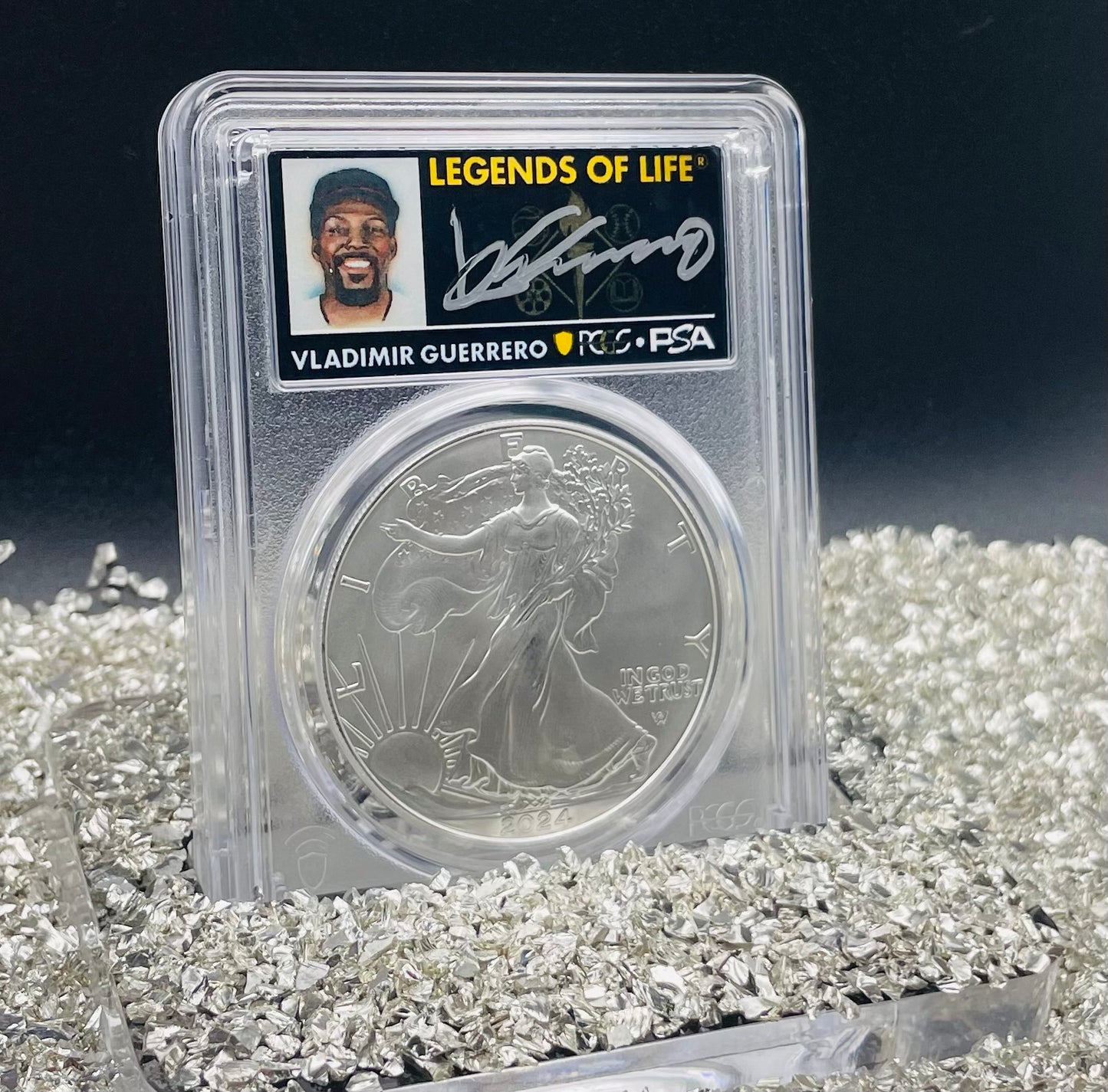 2024 $1 American Silver Eagle PCGS MS70 FDOI Legends of Life MLB Hall of Fame Vladimir Guerrero Signed Label Mint Condition (Rare 1 of 15)