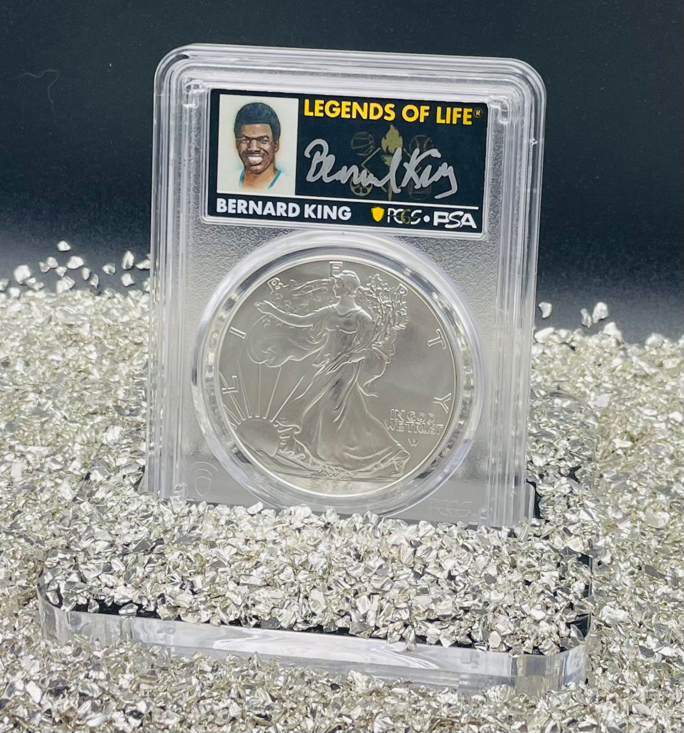 2024 $1 American Silver Eagle PCGS MS70 FDOI Legends of Life NBA Hall of Fame Bernard King Signed Label Mint Condition (Rare 1 of 15)