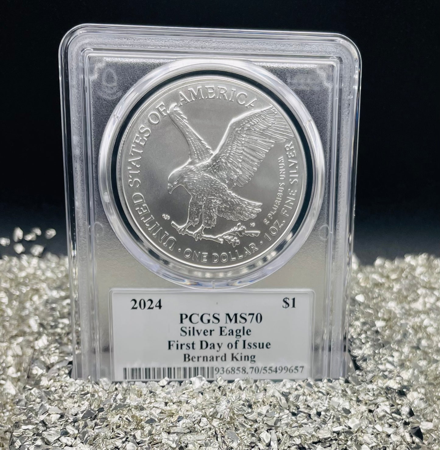 2024 $1 American Silver Eagle PCGS MS70 FDOI Legends of Life NBA Hall of Fame Bernard King Signed Label Mint Condition (Rare 1 of 15)