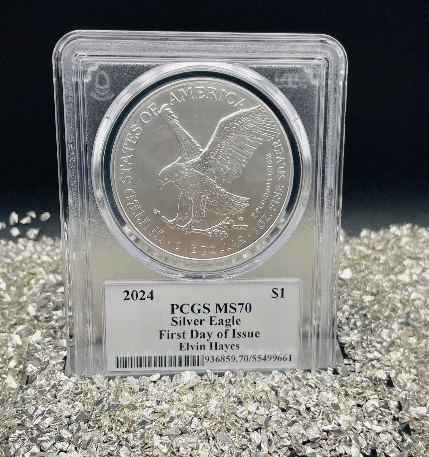 2024 $1 American Silver Eagle PCGS MS70 FDOI Legends of Life NBA Hall of Fame Elvin Hayes Signed Label (Rare 1 of 15)
