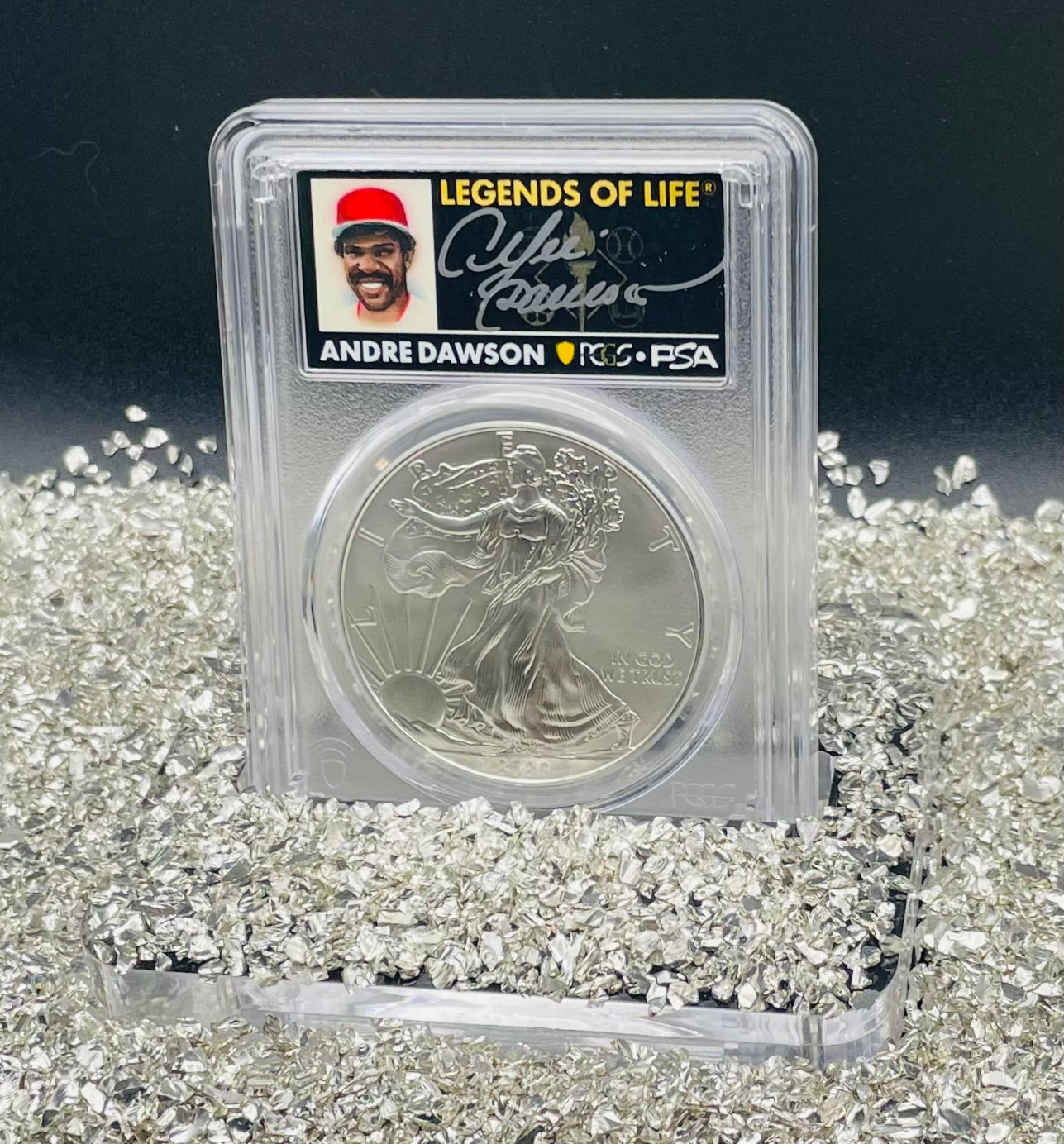 2020 $1 American Silver Eagle PCGS MS70 First Strike Legends of Life MLB Hall of Fame Andre Dawson Signed Label Mint Condition (1 of 35)