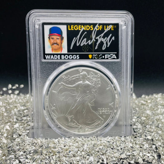 2024 $1 American Silver Eagle PCGS MS70 FDOI Legends of Life MLB Hall of Fame Wade Boggs Signed (Rare 1 of 15)