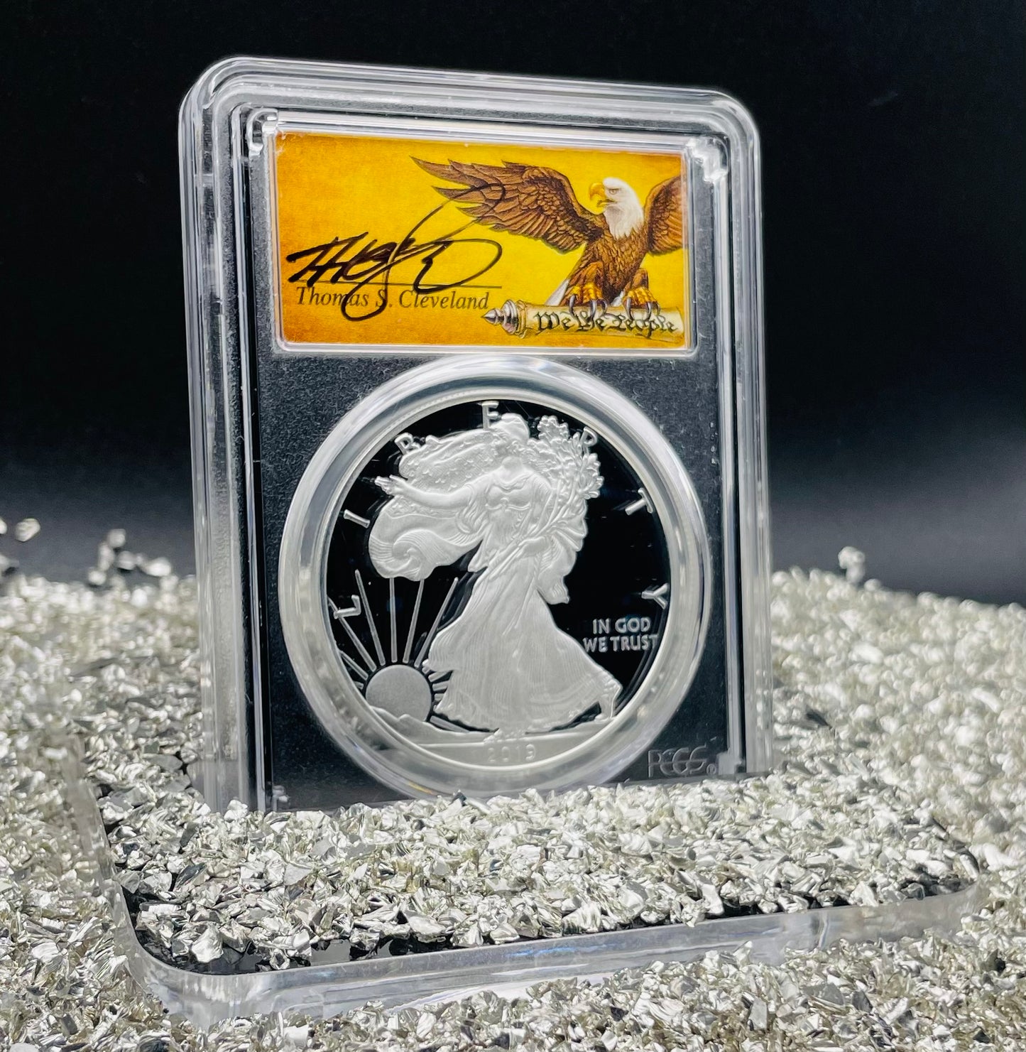 Proof 2019 (W) $1 American Silver Eagle PCGS PR70DCAM FDOI (Denver) Master Designer Cleveland Signed (1 of 498)