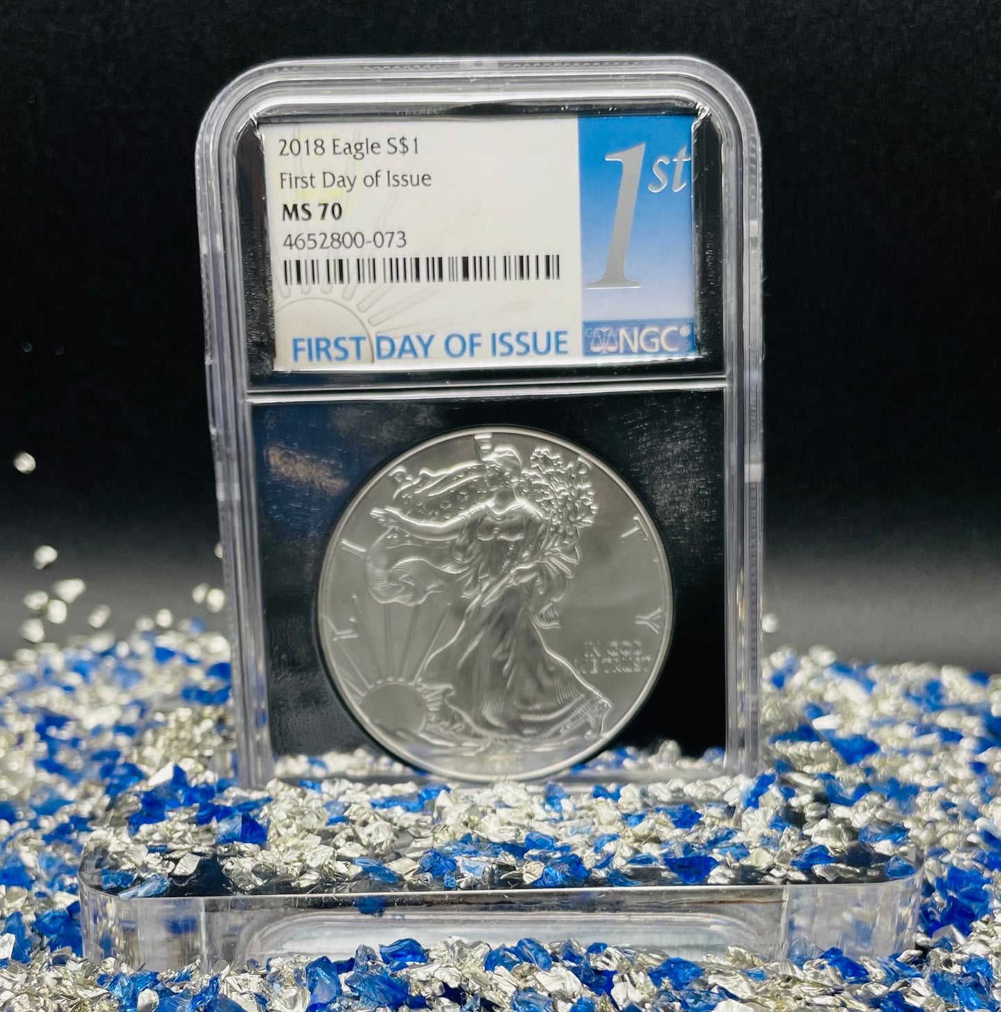 2018 $1 American Silver Eagle NGC MS70 First Day of Issue Rare Silver Foil Holder Low Mintage
